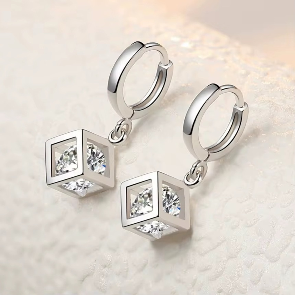 Elegant Silver Hoop Earrings with Crystal Accents